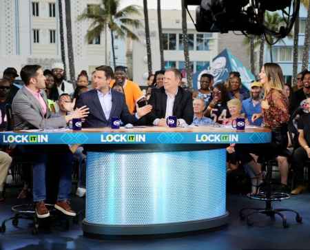 Clay Travis with his friends in Super Bowl